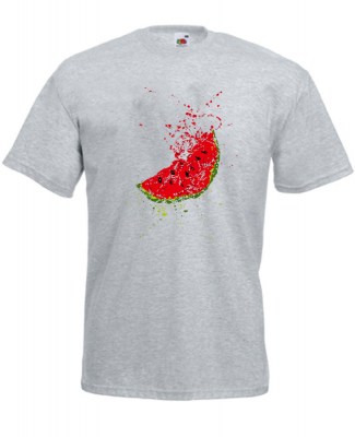 ΓΚΡΙ ΜΕΛΑΝΖΕ T-shirt FRUIT OF THE LOOM με στάμπα ART514